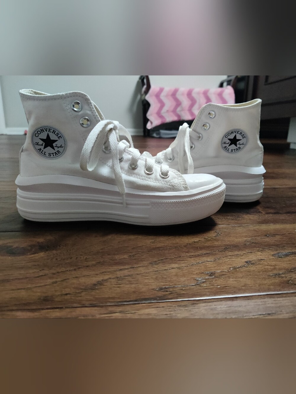 Converse White High Top Platform Sneakers, Size 6